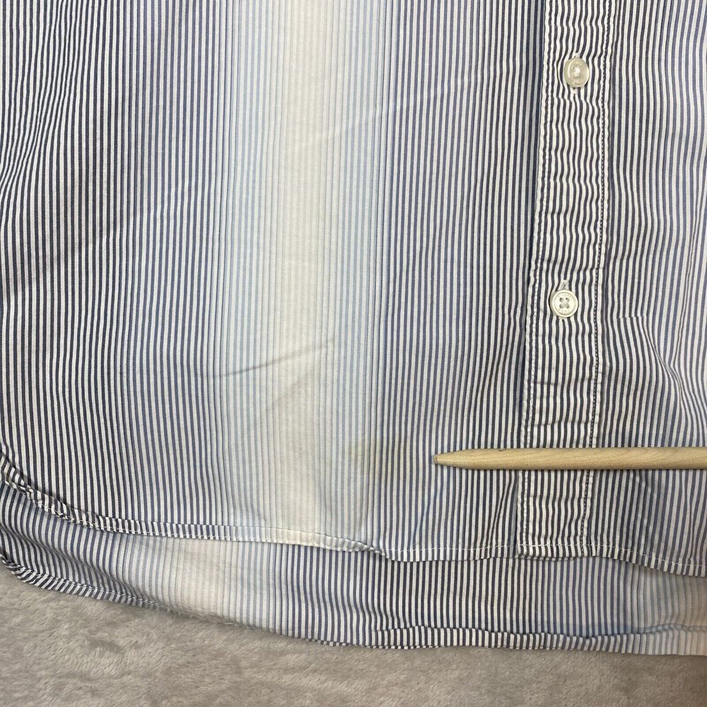 Michael Kors Men's‎ Adult Sz L Button Shirt Long Sleeve Striped Blue/Wht Striped - Picture 7 of 8